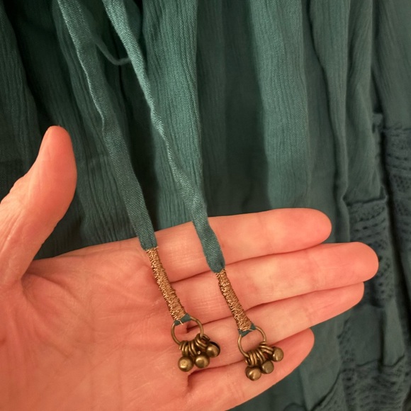 Free People Teal Maxi Dress with Tassel Accents - Picture 3 of 8